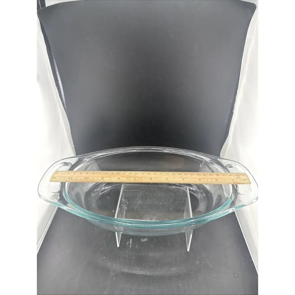 Pyrex 1.3 Qt Aqua Tint Clear Glass Oval Casserole Baking Dish USA
